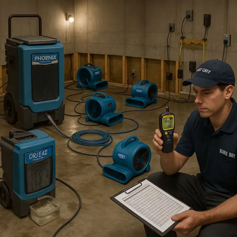 Structural Drying and Dehumidification process in Detroit Lakes, MN